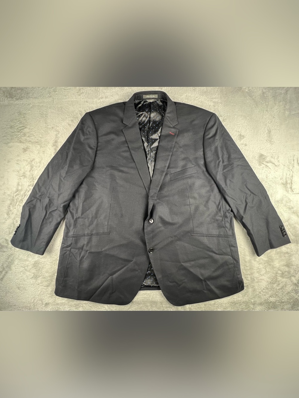 Indochino Blazer Sport Coat Jacket Mens Size 56 Black Blue Mini Check Wool